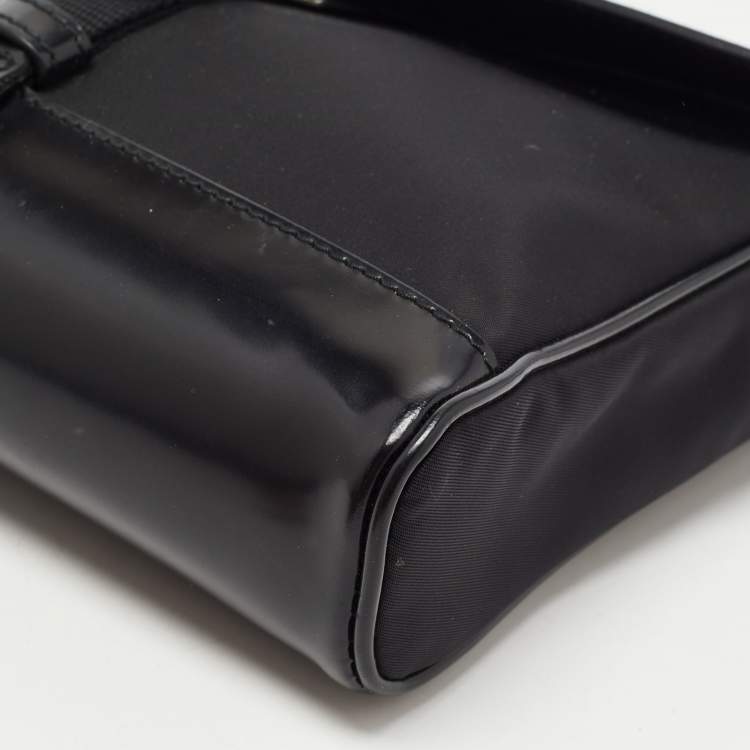 Pre Owned Prada Black Re-Nylon And Leather Shoulder Bag