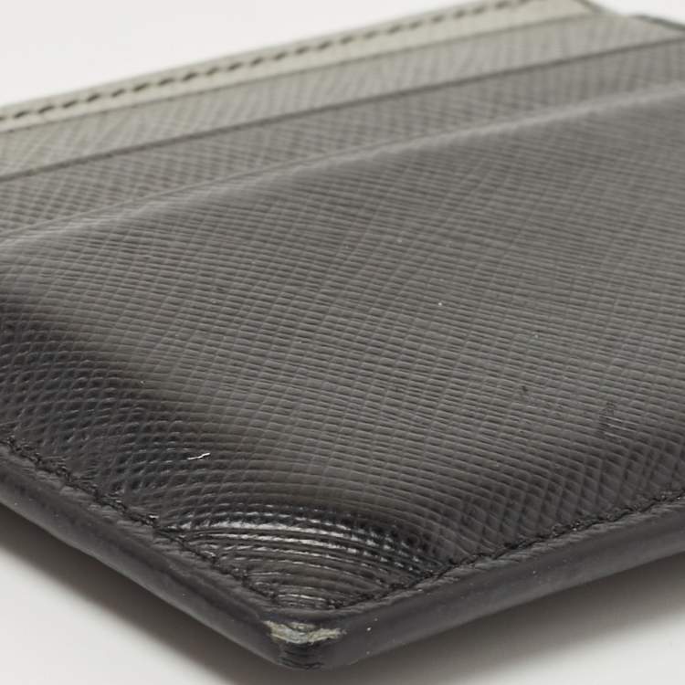 Pre Owned Prada Black Ombre Saffiano Metal Leather Card Holder