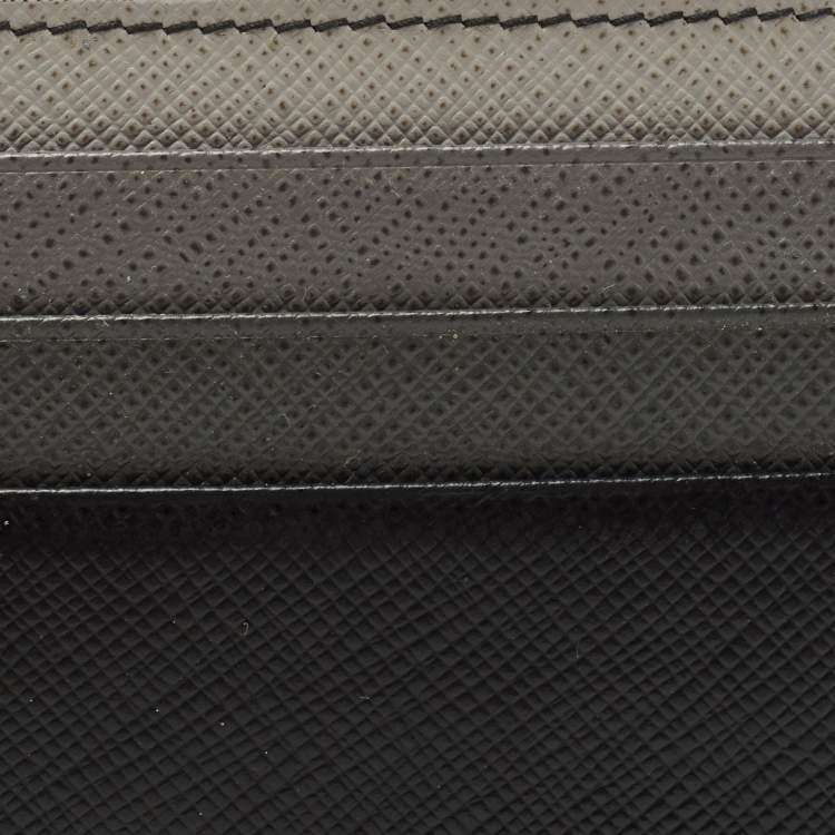 Pre Owned Prada Black Ombre Saffiano Metal Leather Card Holder
