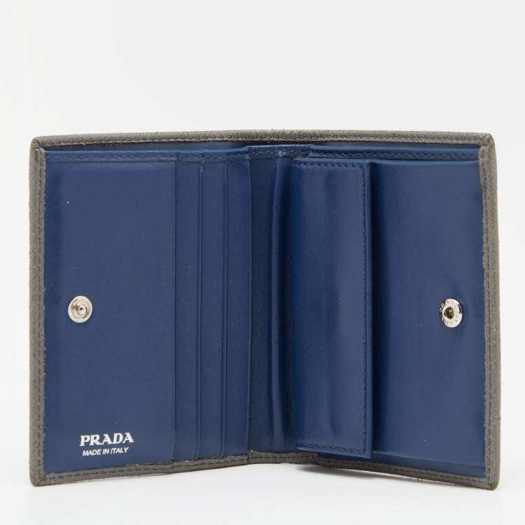 Pre Owned Prada Grey Saffiano Leather Bifold Card Case
