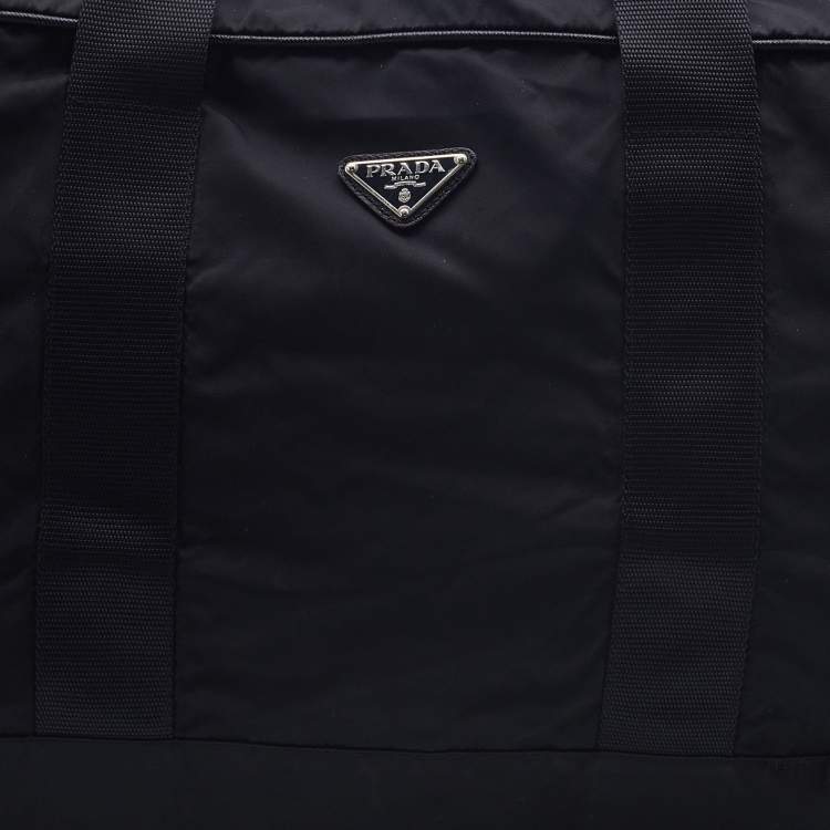 مملوكة مسبقًا Prada Black Nylon and Saffiano Leather Duffel Bag