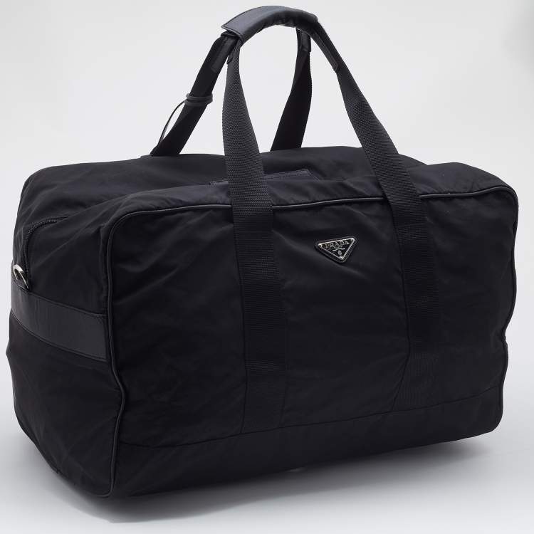 مملوكة مسبقًا Prada Black Nylon and Saffiano Leather Duffel Bag