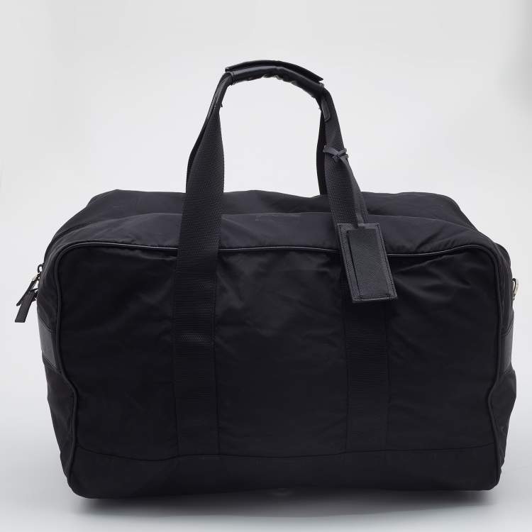 مملوكة مسبقًا Prada Black Nylon and Saffiano Leather Duffel Bag