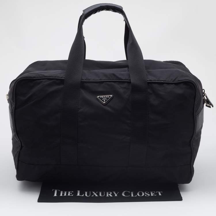 مملوكة مسبقًا Prada Black Nylon and Saffiano Leather Duffel Bag
