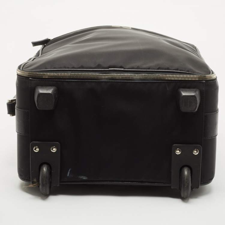Pre Owned Prada Black Nylon and Saffiano Leather Luggage 50