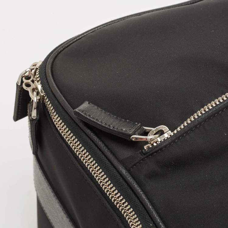 Pre Owned Prada Black Nylon and Saffiano Leather Luggage 50