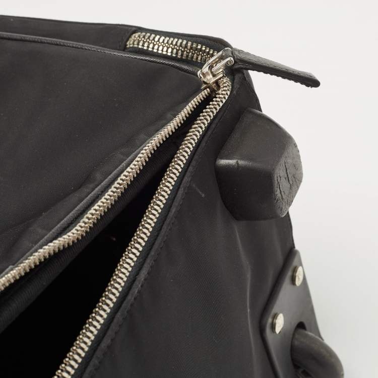 Pre Owned Prada Black Nylon and Saffiano Leather Luggage 50