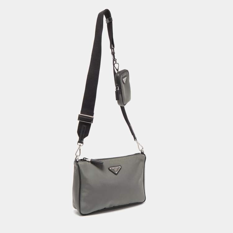 Pre Owned Prada Grey/Black Nylon Crossbody Bag