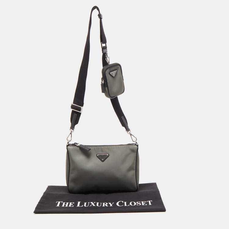 Pre Owned Prada Grey/Black Nylon Crossbody Bag