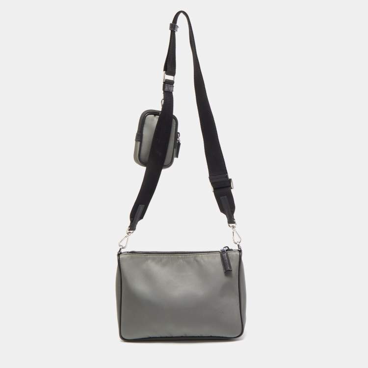 Pre Owned Prada Grey/Black Nylon Crossbody Bag