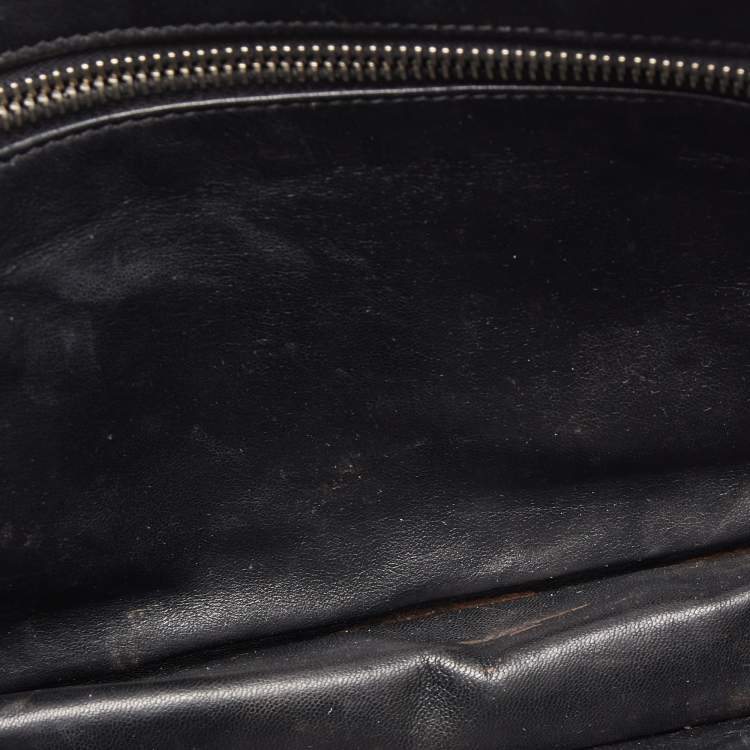 Pre Owned Prada Black Saffiano Lux Leather Porter Logo Wristlet Clutch