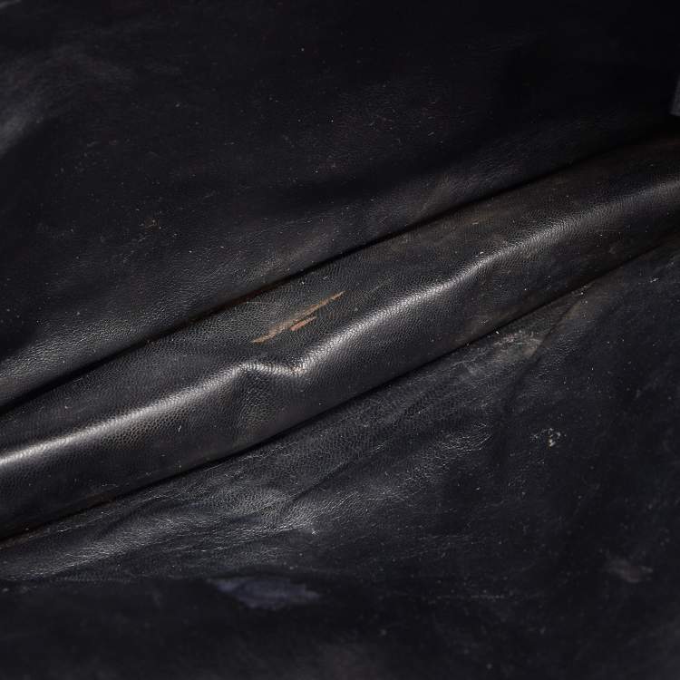 Pre Owned Prada Black Saffiano Lux Leather Porter Logo Wristlet Clutch