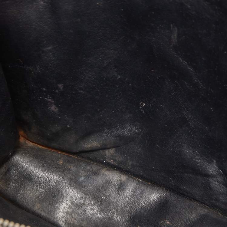 Pre Owned Prada Black Saffiano Lux Leather Porter Logo Wristlet Clutch
