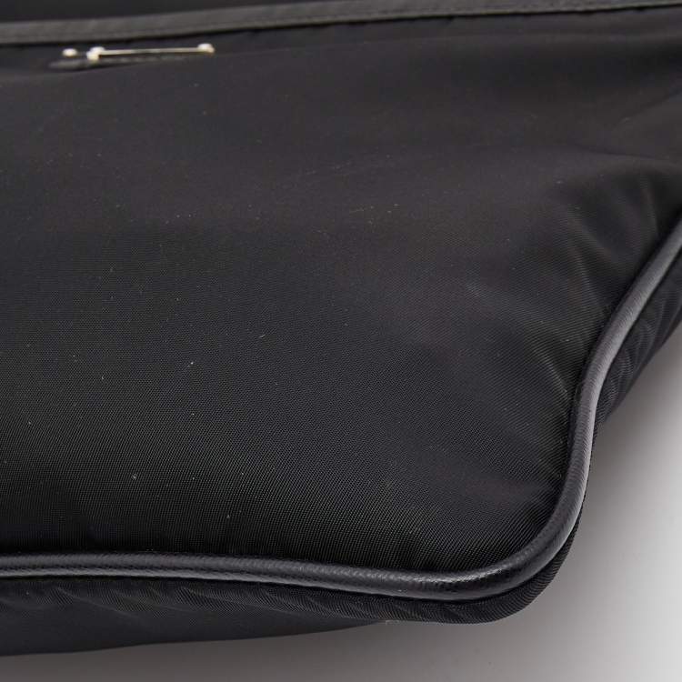 Pre Owned Prada Black Tessuto Nylon and Leather Messenger Bag