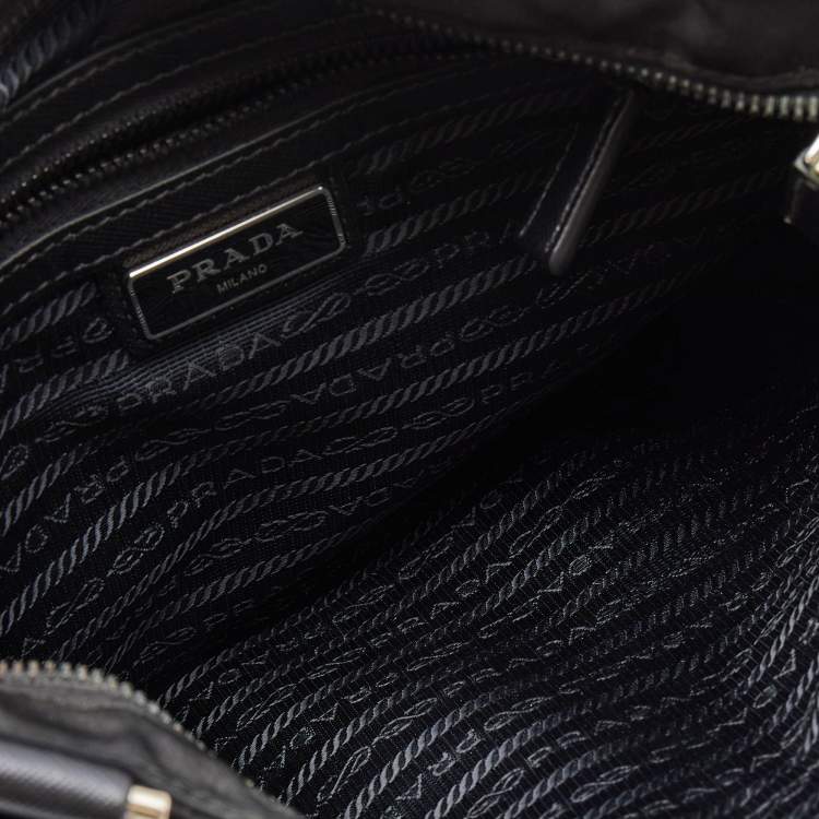 Pre Owned Prada Black Tessuto Nylon and Leather Messenger Bag