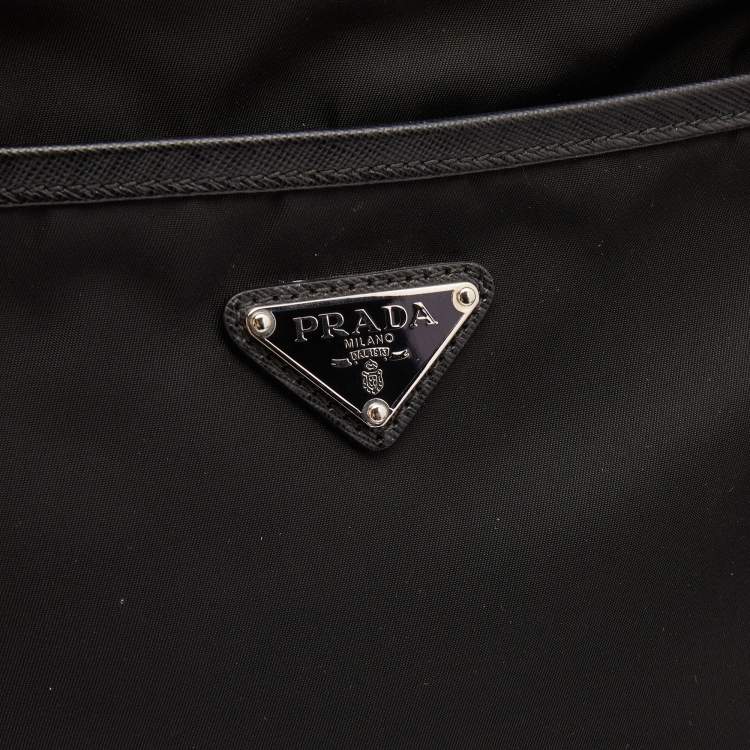 Pre Owned Prada Black Tessuto Nylon and Leather Messenger Bag