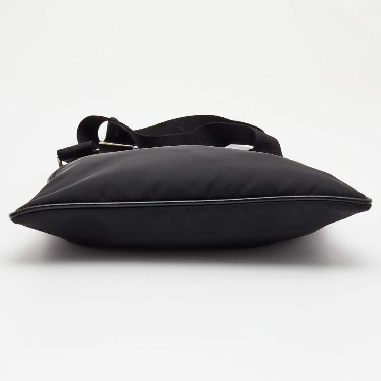 Pre Owned Prada Black Tessuto Nylon and Leather Messenger Bag