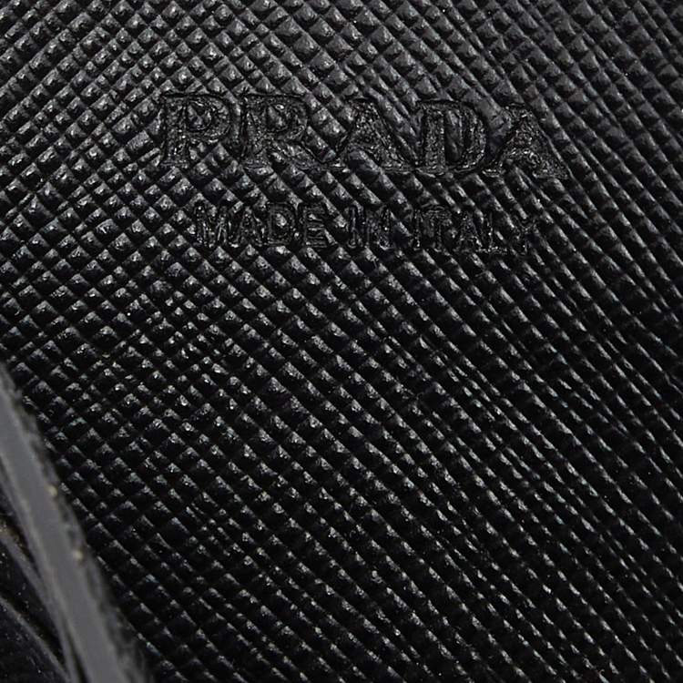 Pre Owned Prada Black Saffiano Metal Leather Card Holder