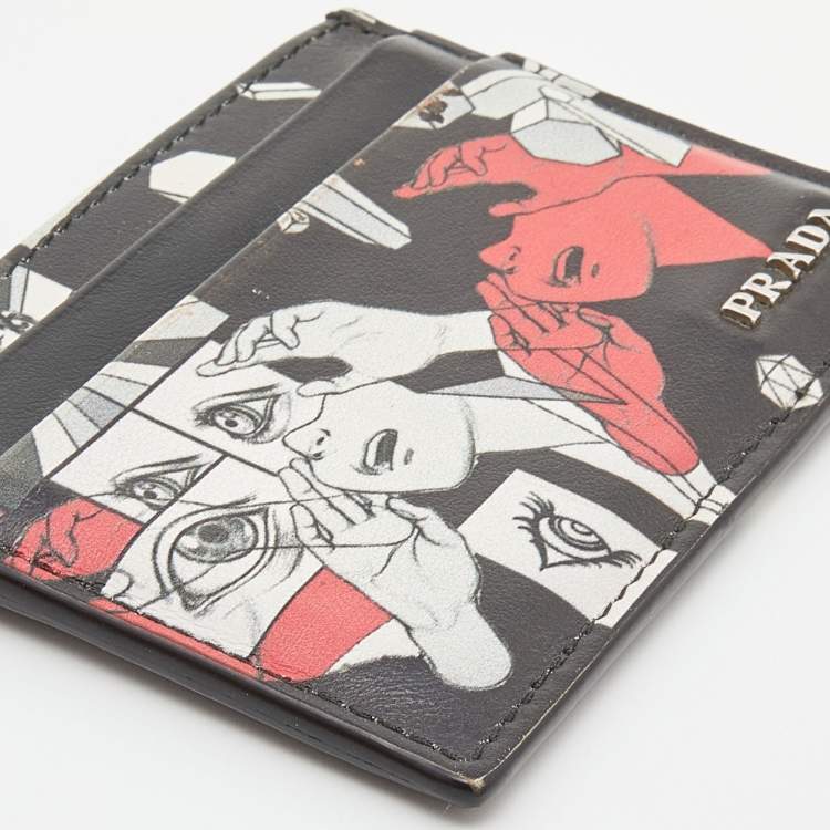 Pre Owned Prada Multicolor Vitello Leather Comic Card Holder