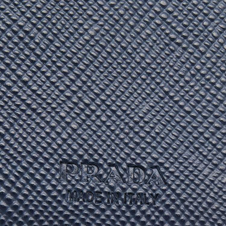 Pre Owned Prada Navy Blue Saffiano Metal Leather Vertical Bifold Wallet