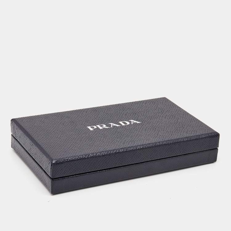 Pre Owned Prada Navy Blue Saffiano Metal Leather Vertical Bifold Wallet