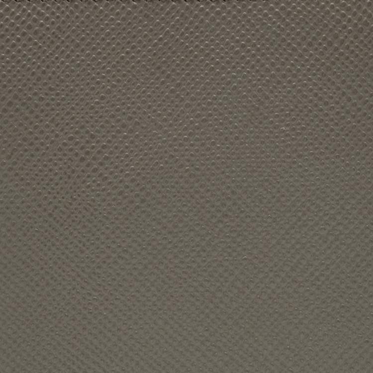 Pre Owned Prada Grey Saffiano Cuir Leather Triangle Logo Bifold Card Case