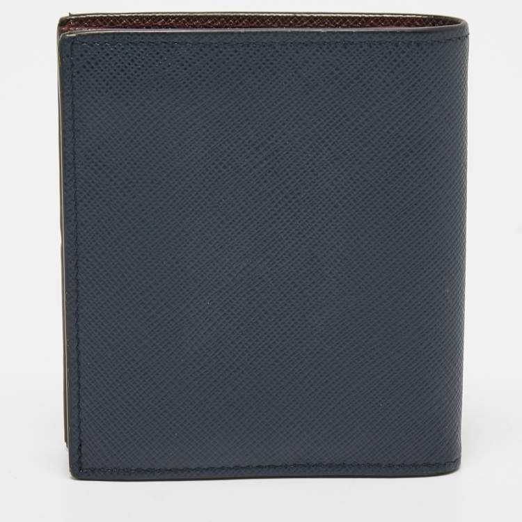 Pre Owned Prada Tricolor Saffiano Stripe Leather Bifold Wallet