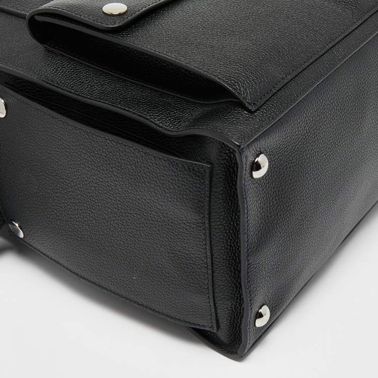 Pre Owned Prada Black Leather Double Pocket Briefcase Bag