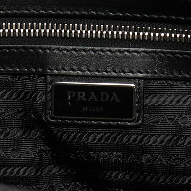 Pre Owned Prada Black Leather Double Pocket Briefcase Bag