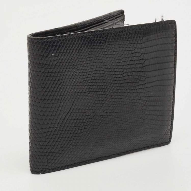 Pre Owned Prada Black Lizard Bifold Wallet