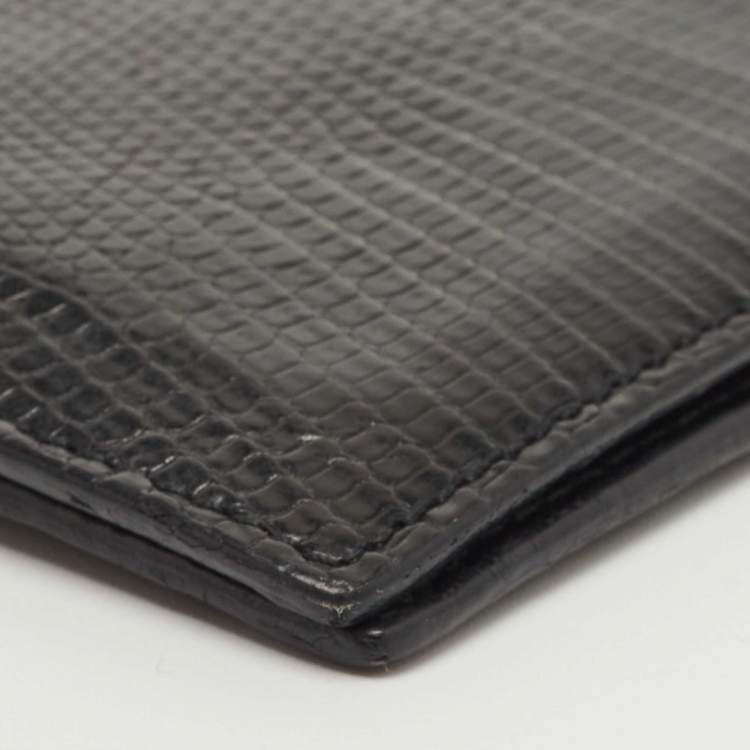 Pre Owned Prada Black Lizard Bifold Wallet