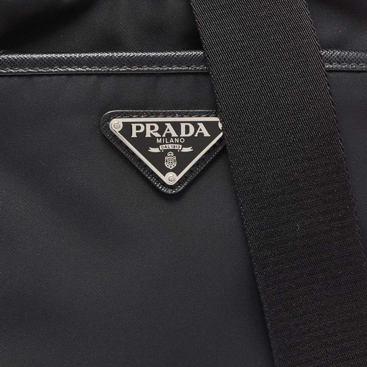 Pre Owned Prada Black Re-Nylon & Saffiano Leather Shoulder Bag