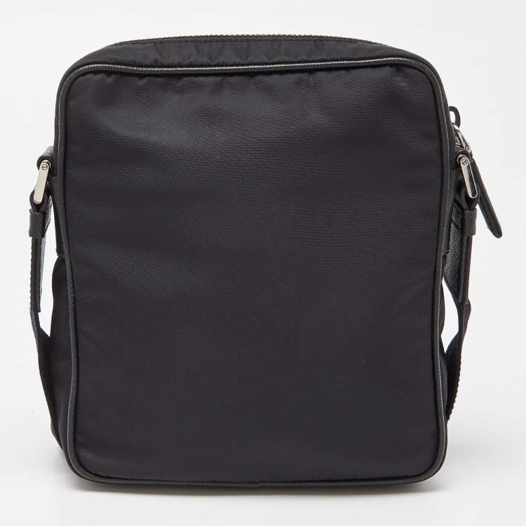 Pre Owned Prada Black Re-Nylon & Saffiano Leather Shoulder Bag