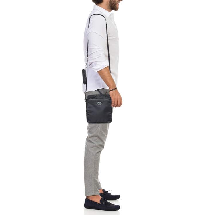 Prada Saffiano Leather Shoulder Bag, Men, White