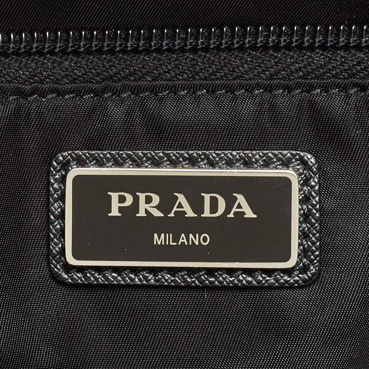 مملوكة مسبقًا Prada Black/Metallic Grey Tessuto Metal Duffel Bag