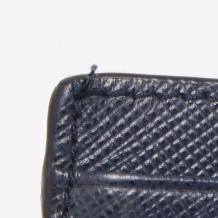 Pre Owned Prada Navy Blue Saffiano Metal Leather Card Holder