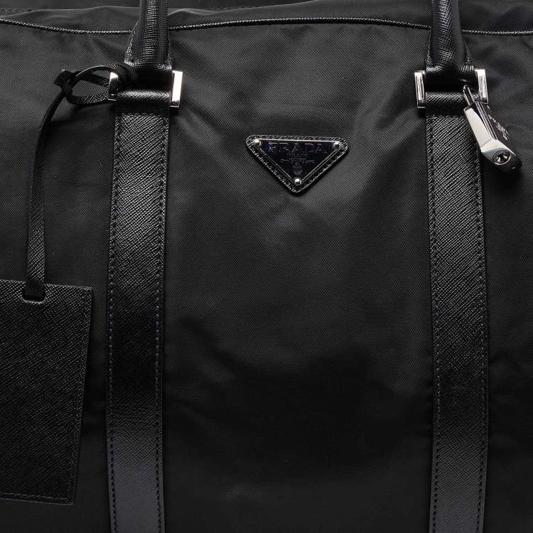 Pre Owned Prada Black Nylon and Leather Duffle Bag