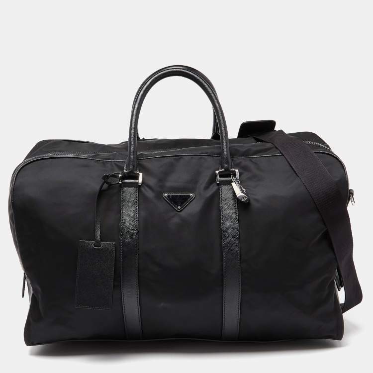 Shop Prada Re-nylon And Saffiano Leather Duffle Bag