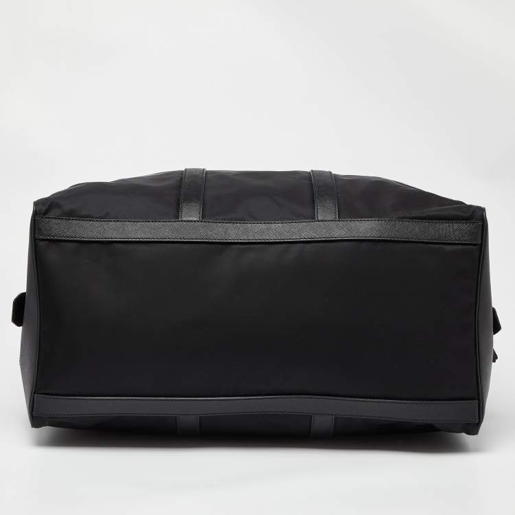 Pre Owned Prada Black Nylon and Leather Duffle Bag