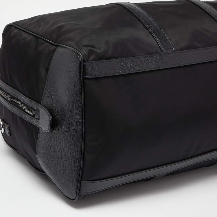 Pre Owned Prada Black Nylon and Leather Duffle Bag