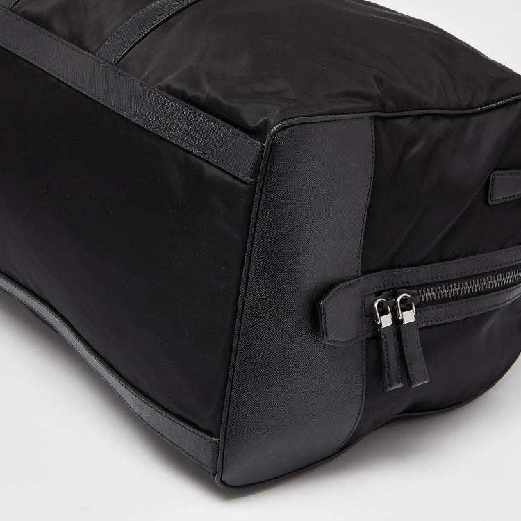 Pre Owned Prada Black Nylon and Leather Duffle Bag