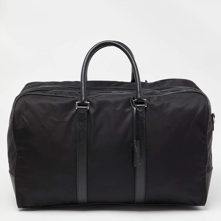 Pre Owned Prada Black Nylon and Leather Duffle Bag