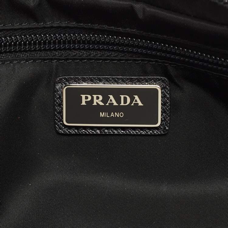 Pre Owned Prada Black Nylon Triangular Logo Belt Bag