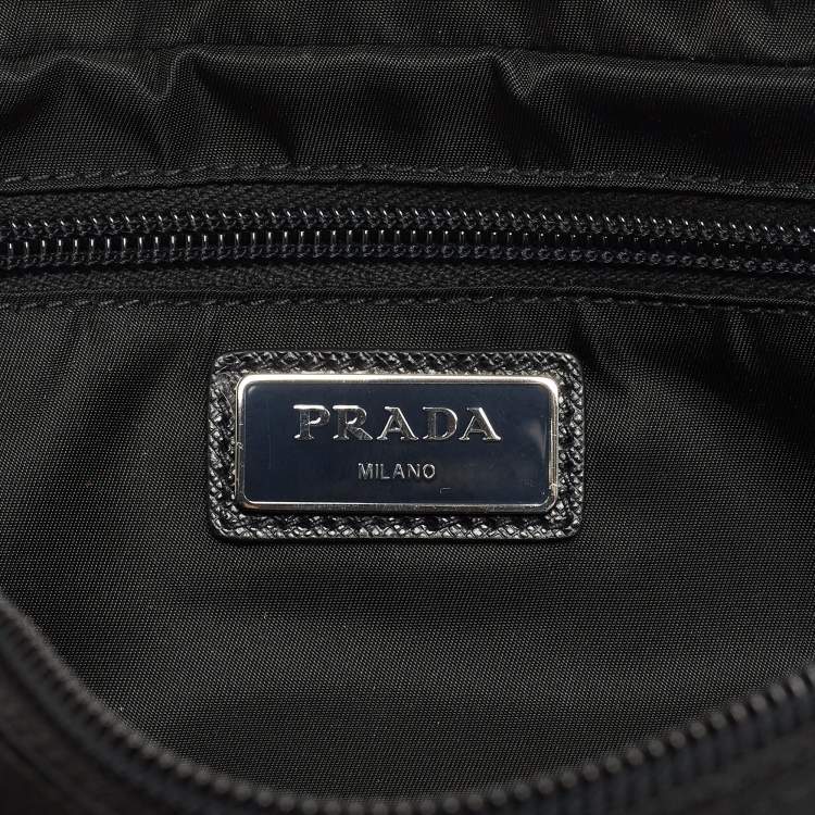 Pre Owned Prada Black Nylon Triangular Logo Belt Bag