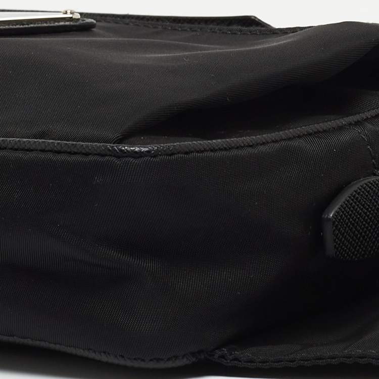Pre Owned Prada Black Nylon Triangular Logo Belt Bag
