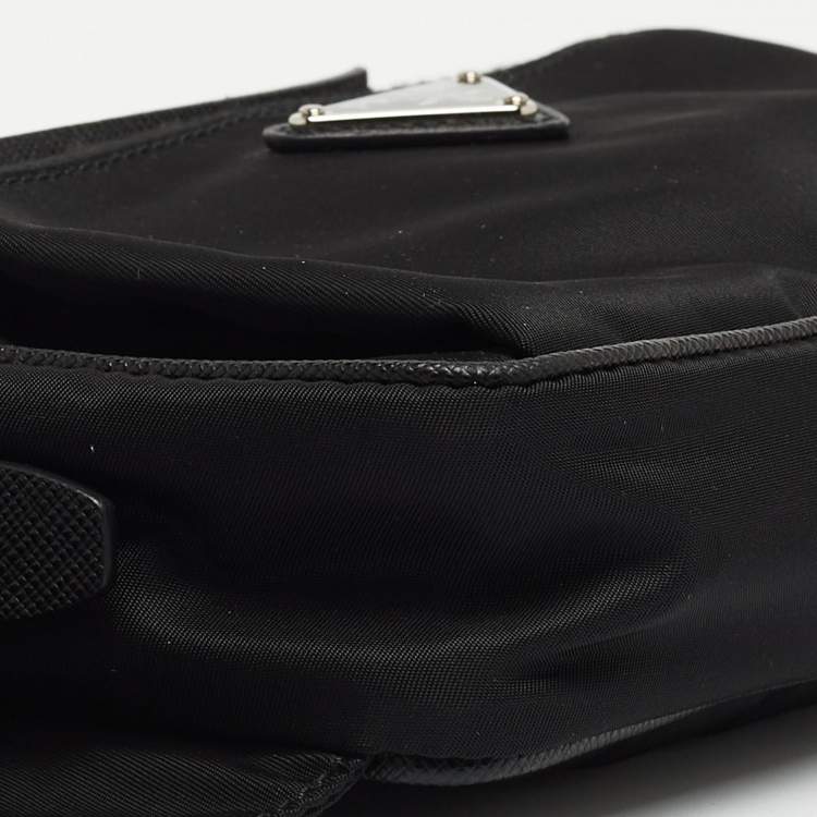 Pre Owned Prada Black Nylon Triangular Logo Belt Bag