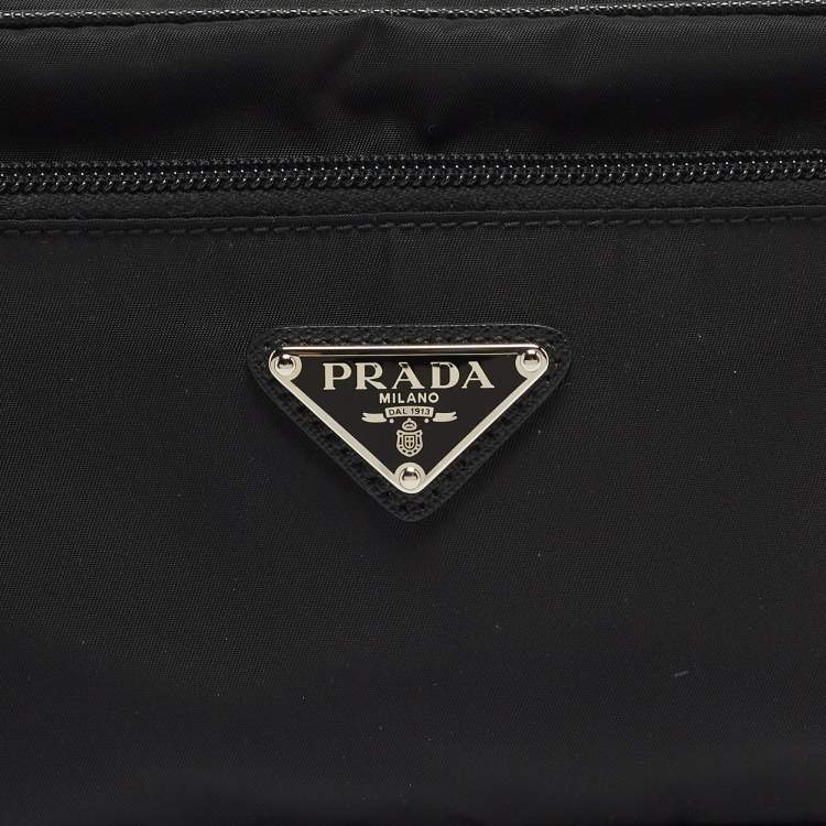Pre Owned Prada Black Nylon Triangular Logo Belt Bag