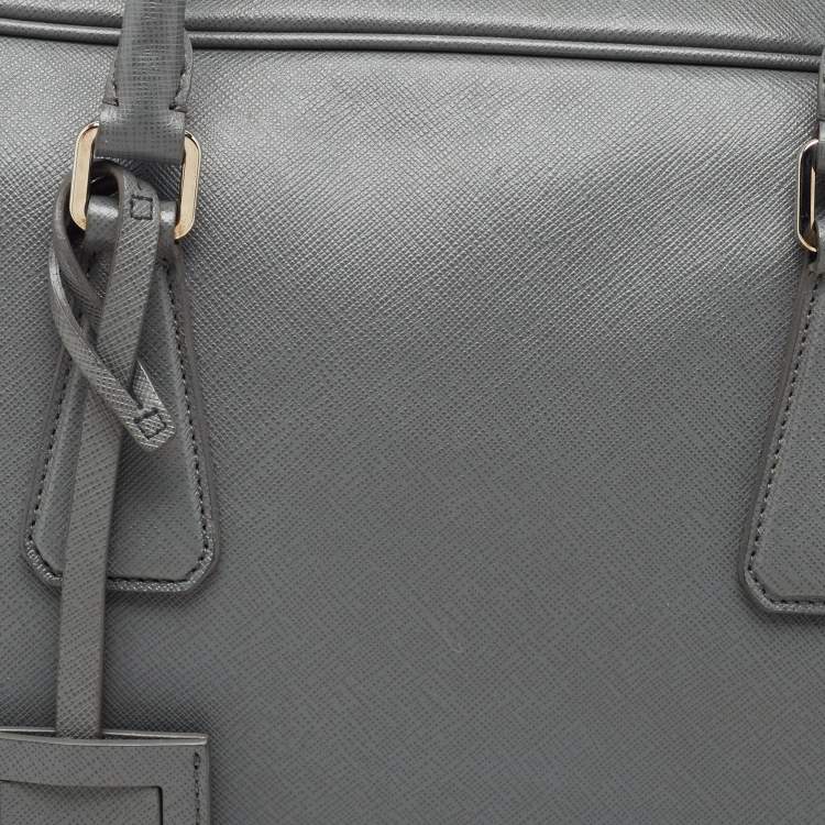 Pre Owned Prada Grey Saffiano Leather Briefcase