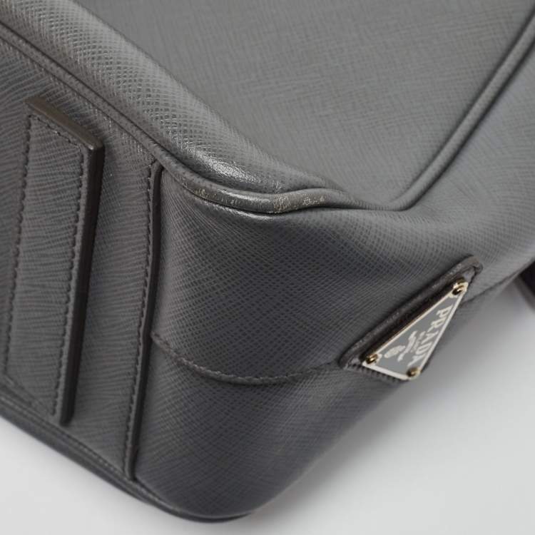 Pre Owned Prada Grey Saffiano Leather Briefcase