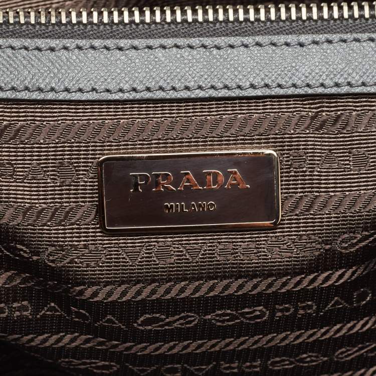 Pre Owned Prada Grey Saffiano Leather Briefcase
